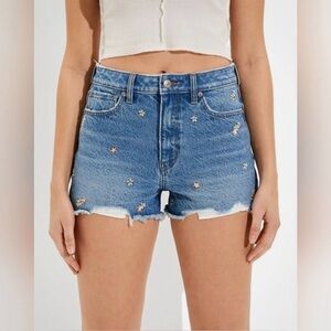 American Eagle Embroidered Mom Shorts